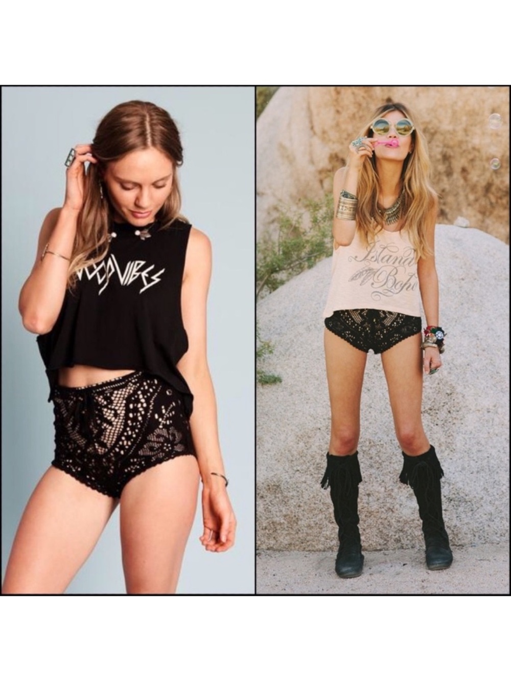 NWT Spell and the Gypsy Free People Fleetwood Shorts in Black Sz S